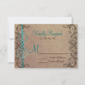 Rustisch land  bruin Blauwgroen huwelijk RSVP (Voorkant)