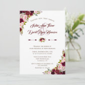 Rustisch land Burgundy Marsala Floral Wedding Kaart (Staand voorkant)