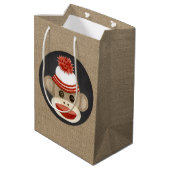 Rustisch land Burlap Birthday Sock Monkey Medium Cadeauzakje (Achterkant Gekanteld)