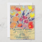 Rustisch land Burlap Bohemian Wildflower Wedding Kaart (Voorkant)