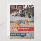 Rustisch land Burlap Bohemian Wildflower Wedding Kaart (Achterkant)