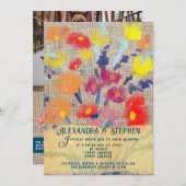 Rustisch land Burlap Bohemian Wildflower Wedding Kaart (Voorkant / Achterkant)