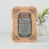 Rustisch land Burlap Jar Vintage Wedding 2 Kaart (Staand voorkant)