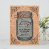 Rustisch land Burlap Jar Vintage Wedding Kaart (Staand voorkant)