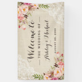 Rustisch land Burlap Lace Floral Wedding Party Spandoek (Verticaal)