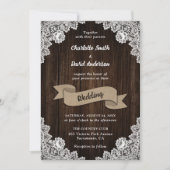 Rustisch land Burlap Ribbon Wood Wedding Kaart (Voorkant)