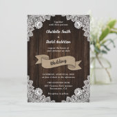 Rustisch land Burlap Ribbon Wood Wedding Kaart (Staand voorkant)