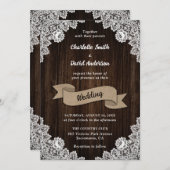 Rustisch land Burlap Ribbon Wood Wedding Kaart (Voorkant / Achterkant)