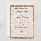 Rustisch land Burlap Sunflower Lace Wedding Kaart (Achterkant)