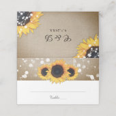 Rustisch land Burlap Sunflower Wedding Plaatskaartje (Buitenkant ongevouwen)