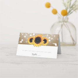 Rustisch land Burlap Sunflower Wedding Plaatskaartje