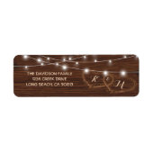 Rustisch Land Carved Wooden Heart Etiket (Voorkant)