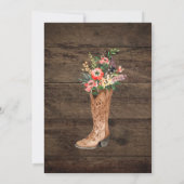 Rustisch Land Cowboy Boot Vrijgezellenfeest Invite Kaart (Achterkant)