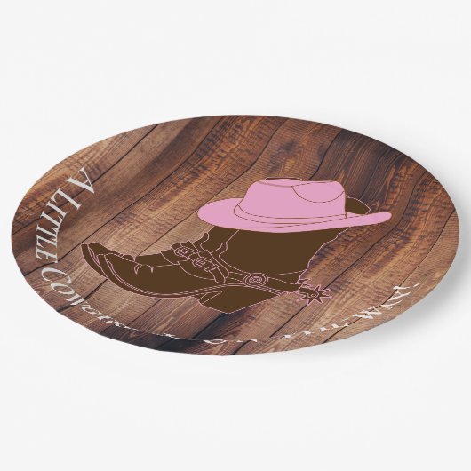 Rustisch Land Cowgirl Boots & Pet Baby shower Papieren Bordje (Gekanteld)