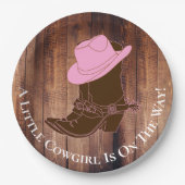 Rustisch Land Cowgirl Boots & Pet Baby shower Papieren Bordje (Voorkant)