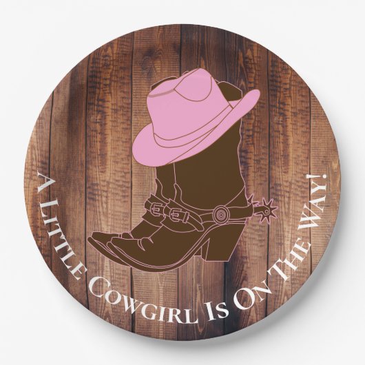 Rustisch Land Cowgirl Boots & Pet Baby shower Papieren Bordje (Voorkant)