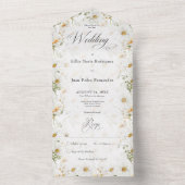 Rustisch Land Daisy Floral No Dinner All In One Uitnodiging (Binnen)