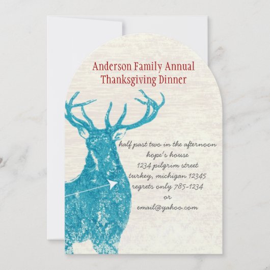 Rustisch land Deer Thanksgiving Dinner Kaart (Voorkant)