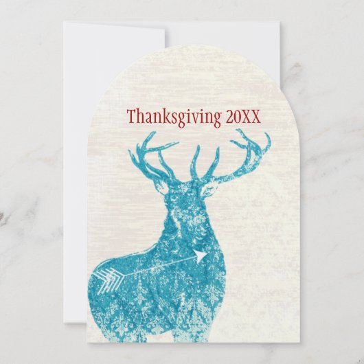 Rustisch land Deer Thanksgiving Dinner Kaart (Achterkant)