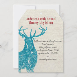 Rustisch land Deer Thanksgiving Dinner Kaart