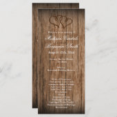 Rustisch Land Double Hearts Wood Wedding Program Programmakaart (Voorkant / Achterkant)