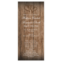 Rustisch Land Double Hearts Wood Wedding Program