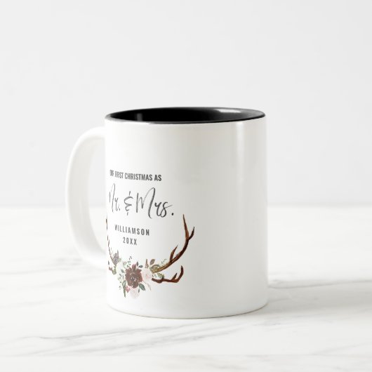 Rustisch land | Eerste Kerstmis, de heer & mevrouw Tweekleurige Koffiemok (Voorkant links)