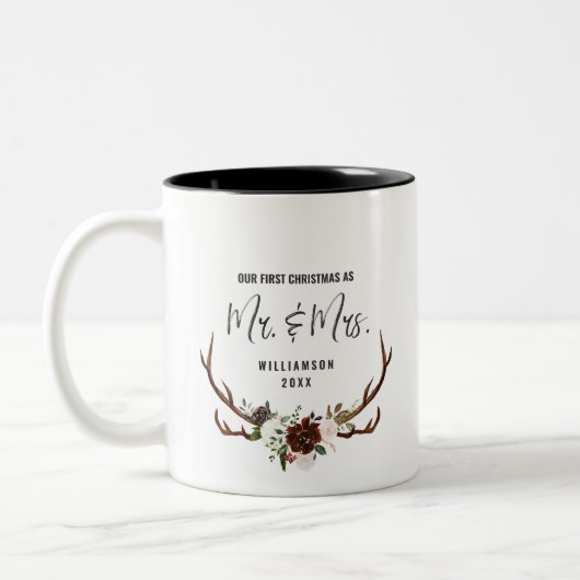 Rustisch land | Eerste Kerstmis, de heer & mevrouw Tweekleurige Koffiemok (Links)