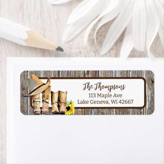 Rustisch land en Westerne zonnebloem Etiket (Insitu)