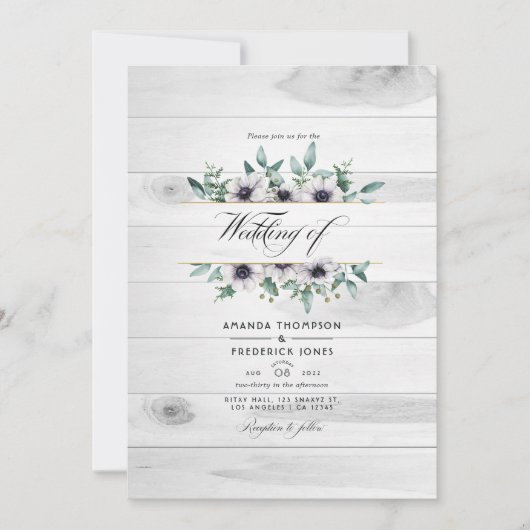 Rustisch land Eucalyptus Anemone QR Code Weddensch Kaart (Voorkant)