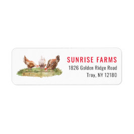 Rustisch Land Farmhouse Chickens Return Address Etiket
