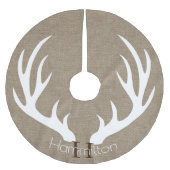 Rustisch Land Farmhouse Deer Antlers Faux Burlap Kerstboom Rok (Voorkant)