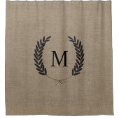 Rustisch land Faux Burlap Black Wheat Laurels Douchegordijn (Voorkant)