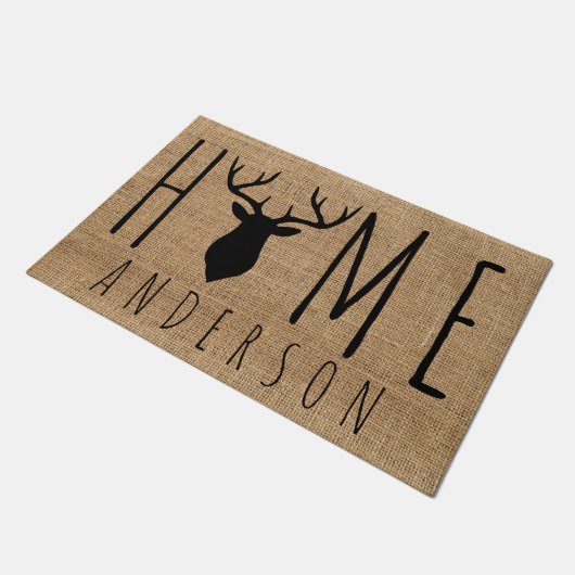 Rustisch Land Faux Burlap Buck Deurmat (Schuin)