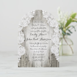Rustisch land Faux Lace Barn Wood Wedding Kaart
