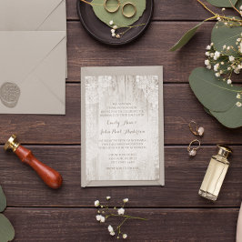 Rustisch land Faux Lace Barn Wood Wedding Kaart