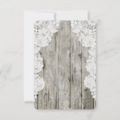 Rustisch land Faux Lace Barn Wood Wedding RSVP Kaartje (Achterkant)