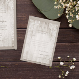 Rustisch land Faux Lace Barn Wood Wedding RSVP Kaartje