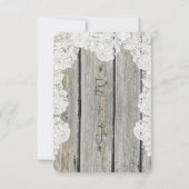 Rustisch land Faux Lace Barn Wood Wedding RSVP Kaartje (Achterkant)