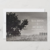 Rustisch Land Field Black White Country Weddenscha Kaart (Voorkant)