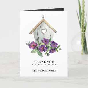 RUSTISCH LAND FLORA BIRDHOUSE REALTOR REAL ESTATE BEDANKKAART