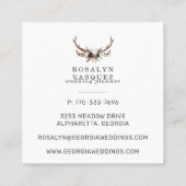 Rustisch land Floral Antler Wedding Planner Vierkante Visitekaartje (Achterkant)