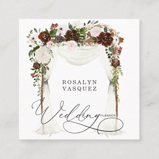 Rustisch land Floral Antler Wedding Planner Vierkante Visitekaartje (Voorkant)