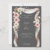 Rustisch land Floral Wedding Arch Gray Wedding Kaart (Voorkant)