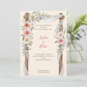 Rustisch land Floral Wedding Arch Yellow Wedding Kaart (Staand voorkant)