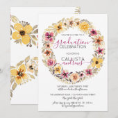 Rustisch land Floral Wreated Waterverf Afstuderen Kaart (Voorkant / Achterkant)