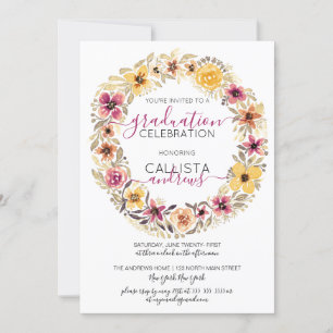 Rustisch land Floral Wreated Waterverf Afstuderen Kaart