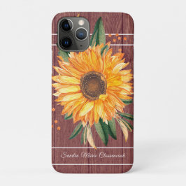 Rustisch Land Golden Sunflower Brown Wood Case-Mate iPhone Case