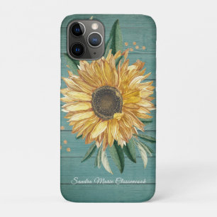 Rustisch Land Golden Sunflower Green Wood Case-Mate iPhone Case