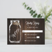 Rustisch Land Hood Heart Mason Jar Wedding RSVP Kaartje (Staand voorkant)